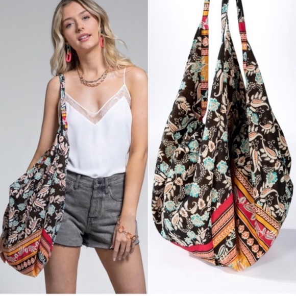 Boho Western Print Zipper Tote Shoulder Bag - Picture 6 of 6